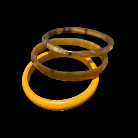 Vintage Bakelight / Plastic Marbled Bangle Bracelets Lot Of 3 * 6” Circumference - Picture 5 of 9